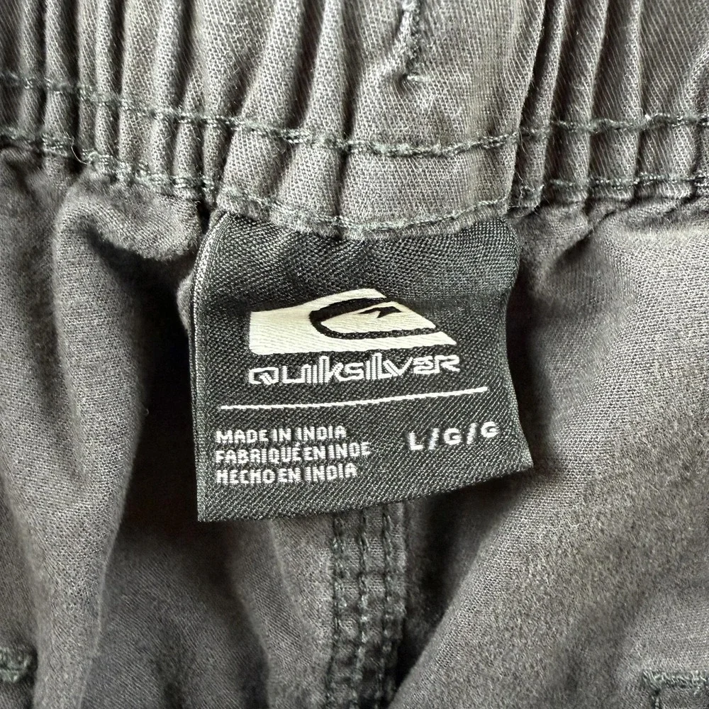 Quiksilver Pants Mens Large Gray Chino Elastic Waist Drawstring Straight Leg